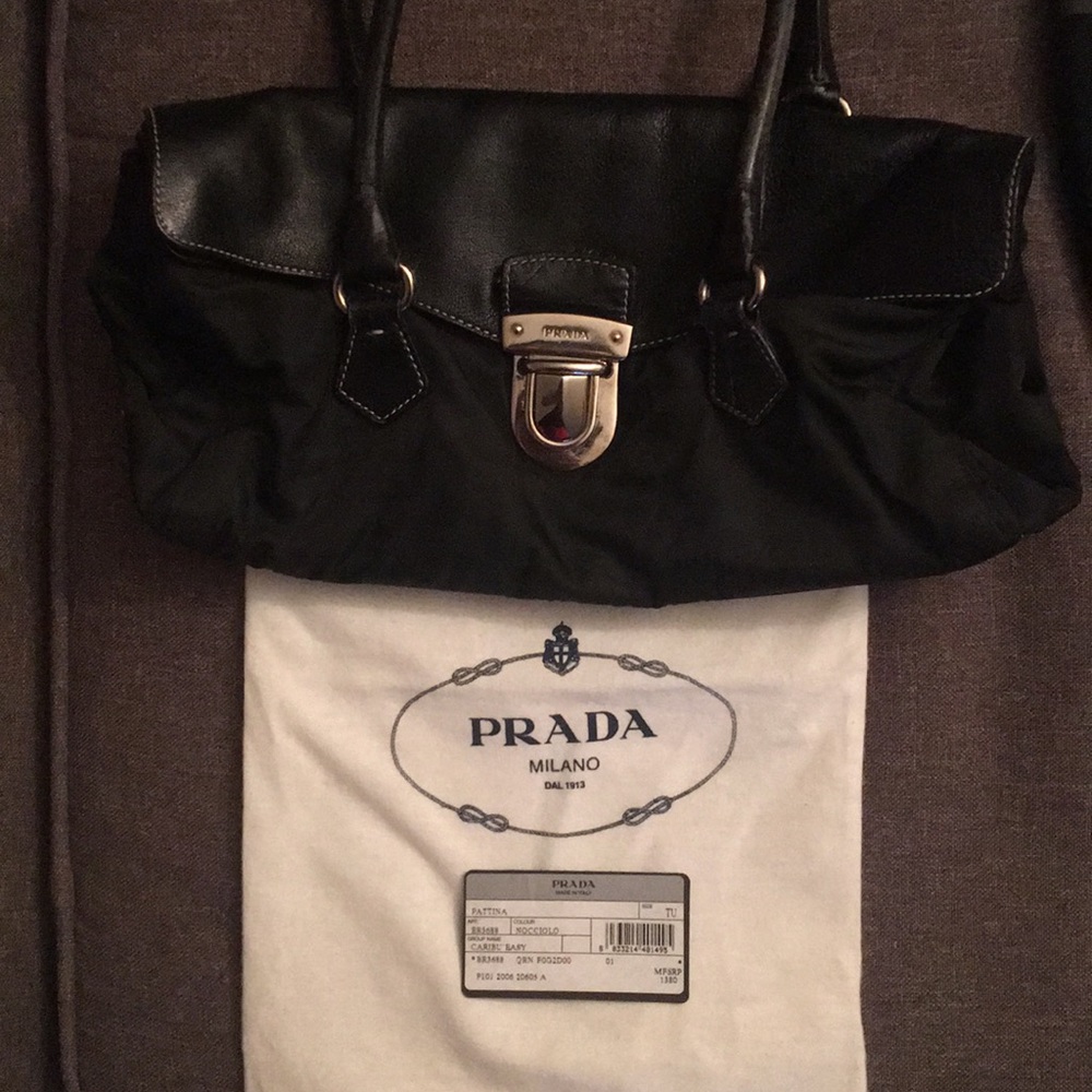 Petite Prada Milano Leather/Nylon Buckle Satchel